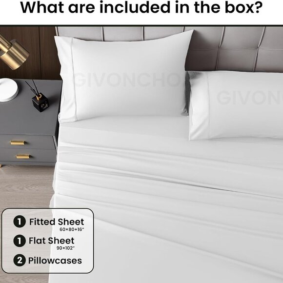 Queen Sz Sheet Set 4 Pc Fitted and Flat sheets 2 Pillowcases X004702LMP - Picture 7 of 8